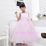 子供ロング ドレス パステル ピンク 【 PINK PEARL JEWEL 】子供ドレス 発表会 結婚式 キッズ ロング ドレス (サイズ140cm バスト74cm ウエスト70cm 総丈100cm 
