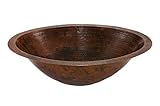 Premier Copper Products LO20FDB Master Bath Oval Under Counter Hammered Copper Bathroom Sink, Oil Ru