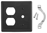 Bryant Electric NP128BK 2-Gang 1-Duplex 1-Telephone Strap Mount Nylon Wallplate, 0.41'/10.3mm, Black