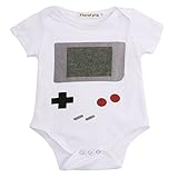 ベビー　子供服　半袖　綿　ロンパース　おもしろいゲーム機プリント　超柔らかい　男の子　女の子　出産祝い　普段着　お着替え簡単 (80)