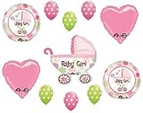loonballoon It 's A Girl Carriage Buggy Hearts水玉ベビーシャワー装飾用バルーンセット