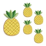 ワッペン アイロン 刺繍 フルーツ パイナップルA アップリケ 小さめ 5枚セット カラフル 果物 おしゃれ かわいい 入園 入学準備 NYANDELMO ND-0196-R02-pineapple-A
