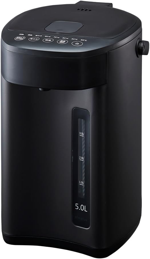 simplus 電気ポット 省エネモード 保温 マイコン式 大容量 ポット カルキ抜き 空焚き防止 温度調節 電気ポッド シンプラス SP-PD50 (ブラック, 5L)