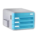 EVERTOP レターケース 3段 書類トレー ナンバーロック付き 書類収納ボックス (青色（A2))