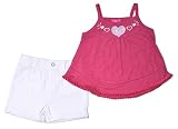 赤ちゃんの女の子の2ピースショートセット:ノースリーブタンク、ストレッチボタンショーツ カラー: ピンク