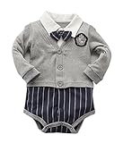 春/秋のベビーキッズボーイズガールズシャムトライアングルTlagsロンパースグレーストライプ