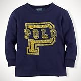 Ralph Lauren（ラルフ ローレン）プリント　ロゴ Tシャツ 長袖（灰色・紺色・白色・赤色）【月齢：1歳－2歳】（並行輸入品） (24M（2歳）, 紺色)