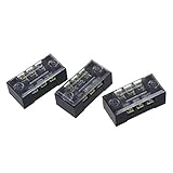 SODIAL 3個 600V 15A 3ポジション3Pデュアル行カバーバリアターミナルブロックストリップ