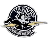 ワッペン レトロキャット VANSON MOTORCYCLES ネコ アメカジ アイロンワッペン 刺しゅう アップリケ パッチ