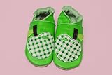 【英国製カーフレザーベビーシューズ】《リンゴ/緑・ｷﾞﾝｶﾞﾑ Apple green/gingham　》 (S)