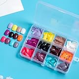 COLORBIRD ネイルチップ ショート 12色 288枚 黒 ピンク 青 海 プール ネイルチップシンプル おしゃれ (ラウンドSツヤ)