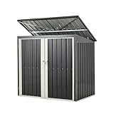 屋外物置 ゴミ収納庫 ゴミストッカー 多用途 L158xW96xH134cm 大容量 ダストボックス 大型 収納ボックス ゴミステーション スチール物置 屋外収納 (ブラック)