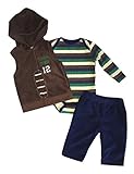 BusterブラウンBaby Boys 3 Piece Set – タッチダウンFootball – 長袖ボディスーツ、パンツ、パーカーベスト US サイズ: 3S カラー: マルチカラー