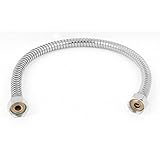 uxcell　シャワーホース　湯沸かし器 ホース　シルバートーン　ステンレス鋼　50 x 1.4cm　19mm