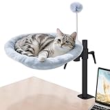 Odoland 卓上猫ベッド キャットハンモック (冬用プラッシュ+夏用メッシュ) 耐荷重18kg 高さ調節可能 360°回転