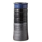 万葉庵 黒いぶし30cm円筒花瓶 128-4-34