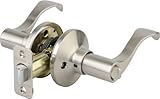 Brinks 2713-119 Wave Style Lever Door Knob with Privacy Key for Bedroom and Bath, Satin Nickel BRINK