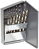 Chicago Latrobe 150L Left-Hand (Reverse) Flute High-Speed Steel Jobber Length Drill Bit Set, Uncoate