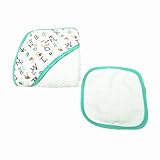 LAT(リー·アンド·タウン)フード付けタオルとウォッシュクロスセット　Muslin Cotton Bath Hooded Towel & washcloth set　　 (タオルハンカチ付き・Let