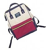 Platinum Loops がま口リュック キャンパスバック リュックサック マザーズバック 通学 通勤 レディース 大容量 2way (レッド×ホワイト)