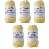 すみれcraftショップ 「30 COLORS YARN」 コットン アクリル 毛糸 一玉約50g 120m 単色5玉セット 編み物 (06.クリームイエロー)