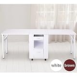 ＜ エトゥベラ ＞ ダブルウィング 折りたたみテーブル ホワイト 幅50cm～172cm×奥行38cm×高さ74.5ｃｍ [ 多用途 折りたたみテーブル スリムデスク ネイルテーブル ネイルデスク キャスター付き パソコンデスク PCデスク