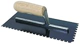 QLT By MARSHALLTOWN NT980 11-Inch by 4-1/2-Inch Blue Steel Notched Trowel Flat V with CurvedWood Han