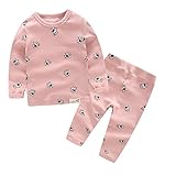 PANCY 子供服 春秋冬 トレーナー 長袖 ルームウェア ロングパンツ 上下セット 男の子 女の子 可愛い うま柄 プリント(90cm,ピンク)