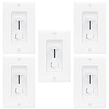 Enerlites 59302のLED調光スイッチ3ウェイ調光機能付きLED / CFL /白熱灯/ハロゲン、シングルポール – ホワイト ホワイト 59302-W-5PCS
