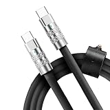 Statik TSumoCharge USB C to USB C Cable 100W Fast Charging Cable - Heavy Duty Unbreakable Silicone, Supports Data Transfer Type C to Type C Cable, Cord Wrap Organizer Included, 6FT/2M, Black