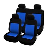 uxcell カーシートカバー シートカバー 車シートカバー 自動車 運転席 助手席 後部座席 枕カバー４個付 車用 カー用品 ブルー&ブラック 8個入り