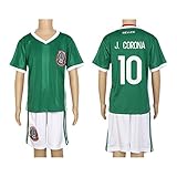 2016 Copa # 10 J。コロナグリーンホームKids Soccer Jersey & Shortキットセット