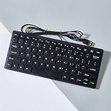 有線キーボード 小型 78キー 静音 英語配列 薄型 コンパクト 1.5mケーブル 傾斜 メンブレン式 テンキーなし マルチメディアボタン PC ノートパソコン コンピュータ用 Windows Mac OS Linux対応 (ピンク)