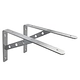 AliseステンレススチールHeavy Duty " L " Decorative三脚三角形シェルフブラケットコーナーブレースサポートFastener Wall Hanging、1ペアBrushed 