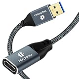 Thzzhnno USB Type-C - USB Type-A 変換アダプター延長ケーブル 0.5M, 10Gbps高速対応 USB Type-Cメス - USB Type-Aオス アダプター（ノートパソコン, タブレット, スマートフォンなどに対応）