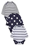 (ネクスト) NEXT 長袖ボディースーツ 3枚組 Navy Stars And Stripes Long Sleeve Bodysuits Three Pack 6-9mths (6-9ヶ月, Na