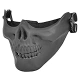 Seliyi マスク，SODIAL(R)エアソフトマスクスカル　スケルトン　エアガンペイントボールハーフフェイス　保護エアガンマスク（黒）