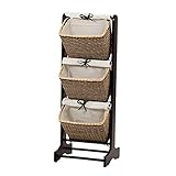 カジュアルリビング バスケットラック3段【freeras】 ブラウン(brown) (ナチュラル) ラック バスケット かご カゴ 籐 ラタン 布張り アジアン エスニック 南国