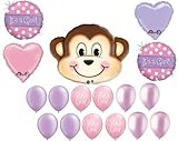 loonballoon Monkey It 's A Girlベビーシャワーサファリジャングル17 Mylarラテックス装飾バルーン