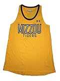 Missouri Tigers Under Armour HeatGear GirlイエローレーサーバックタンクトップTシャツ( M )