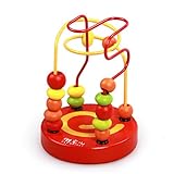 (ヘラサ)Herasa　ビーズコースター　幼児 知育玩具　木のおもちゃ　贈り物 (赤)