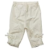 《初夏盛夏対応》(日本製) Pample Mousse(パンプルムース) 天竺ジャガードレースリボン&裾レース付き五分丈パンツ 95cm /IV NO.DP-72306