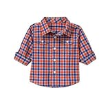 ジンボリー GYMBOREE/ プラッドシャツ オレンジプラッド トップス長袖シャツ 12～18ヶ月【並行輸入】
