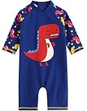 [Vaenait Baby] 0-24ヶ月UVカット ラッシュガードベビー子供男の子長袖ワンピース水着 Baby Dino Pop S