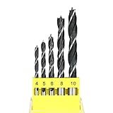 KKmoon 5本セット 木工 ドリルビット 4-10mm 炭素鋼 掘削ツール ビットセット ラウンドシャンク 木工ドリル 4mm 5mm 6mm 8mm 10mm