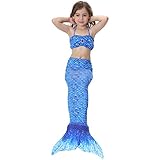 「Bidear」可愛いガールズ水着 女児 水着 セパレート 人魚姫 可愛い子供水着 マーメイド 衣装 キッズ水着 3点セット女の子水着130cm