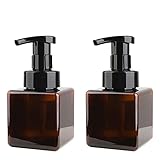 UUJOLY 泡ソープディスペンサー 250ml (9オンス) 詰め替え可能なポンプボトル 液体石鹸 シャンプー ボディウォッシュ用 (2個) (スモールアンバー)