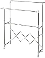 アイリスオーヤマ 物干し 組み立ていらずたっぷり物干し 約4人用 幅850~1,400&times;奥行450~810&times;高さ1,150~1,750mm H-MH1417