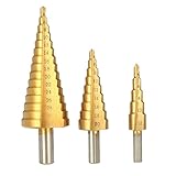 穴あけ　ステップドリル　HSS鋼(ハイスピードスチール)　螺旋ステップドリル コバルトハイス仕様 耐久性抜群 円軸3本組セット シャンク径 6 8 10mm 収納袋付き