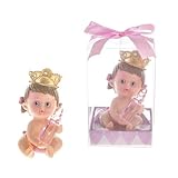 Lunaura Baby Keepsake - Set of 12 Girl Baby Wearing Crown Holding Baby Bottle Favors - Pink by Lunau